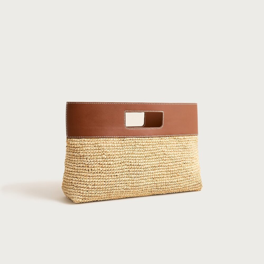 NEW J.Crew Handknotted Raffia Rectangular Clutch … - image 3
